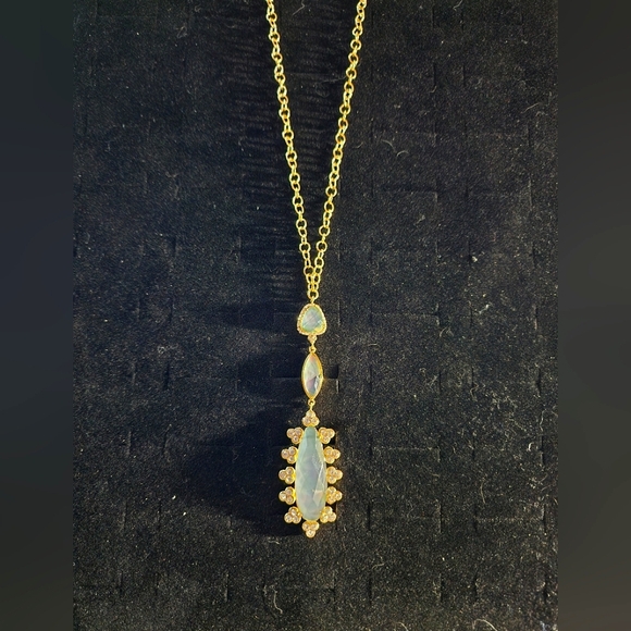 Ann Taylor Jewelry - Elegant Gold Necklace with Opal Pendant